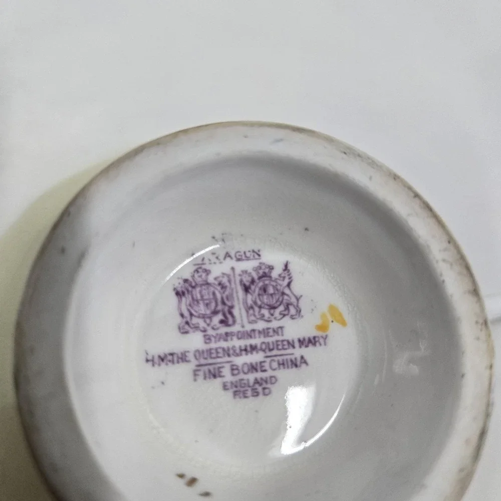 Paragon Fine Bone China Teacup & Saucer Black Yellow Hibiscus Vintage